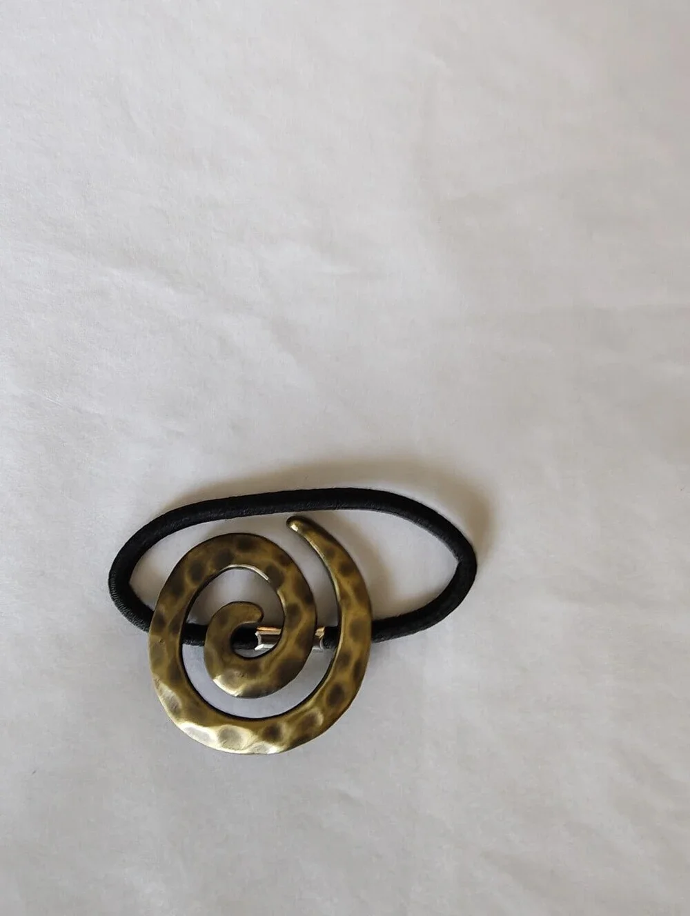 Set Of Three Spiral Hammered Metal Hair Tie - Brown, Gold, Silver